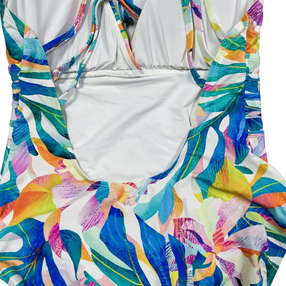 La Blanca Swimsuit Size 16 Wild Tropic Cross Back Tummy Control One Piece Floral